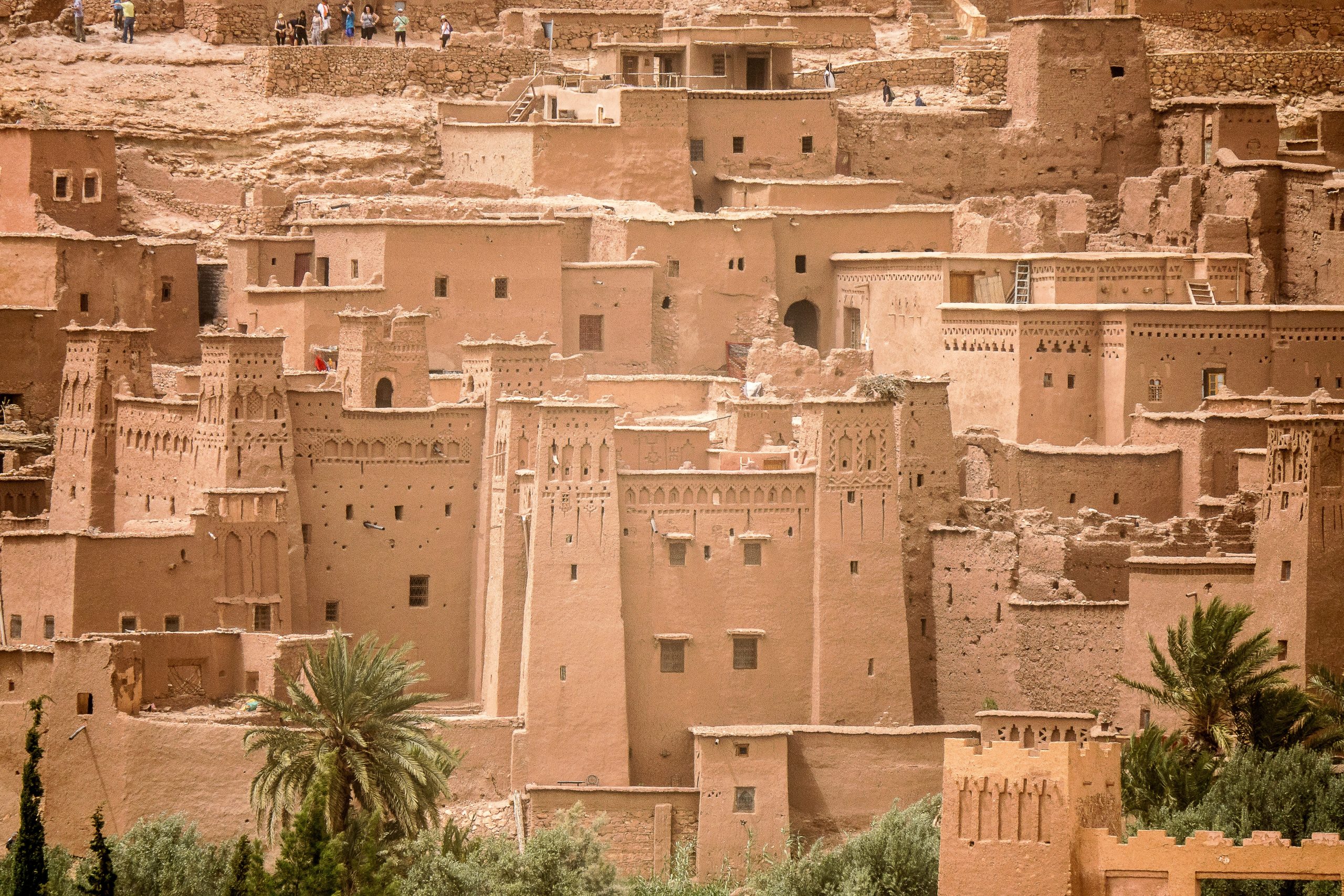 A high angle shot of the historical Ait Benhaddou village in Morocco